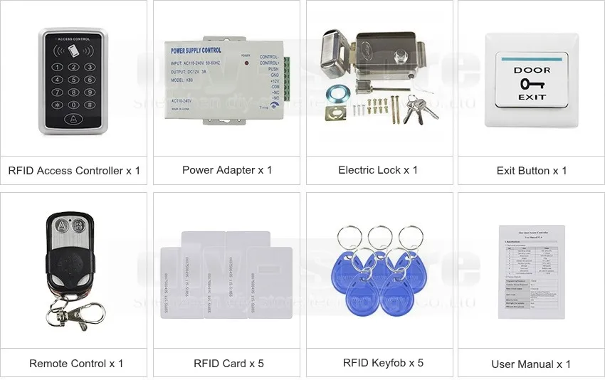 Diysecur пульт дистанционного управления 125 кГц Rfid система контроля доступа полный комплект+ электронный дверной замок+ блок питания+ кнопка выхода