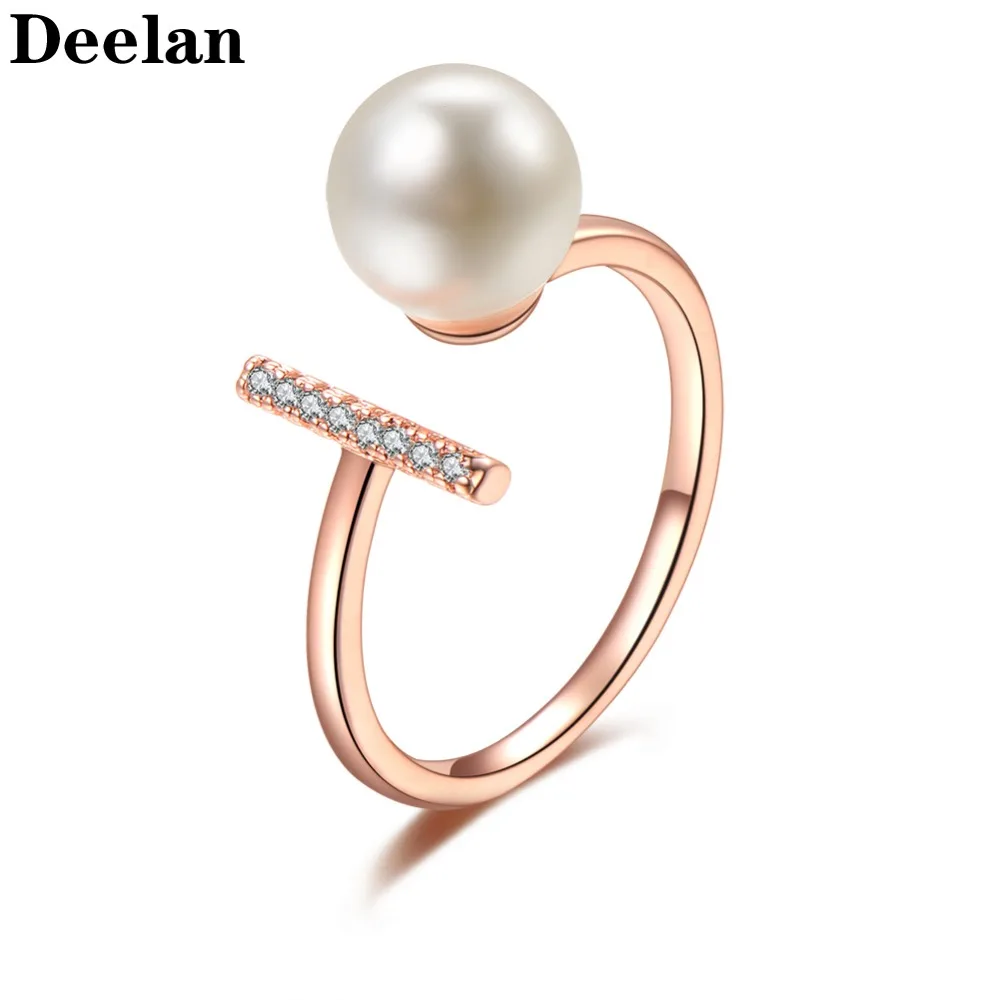 

DEELAN mermaid tears imitation pearl rings for women jewelry Girl's crystal adjustable engagement ring Valentine's Day jewellery