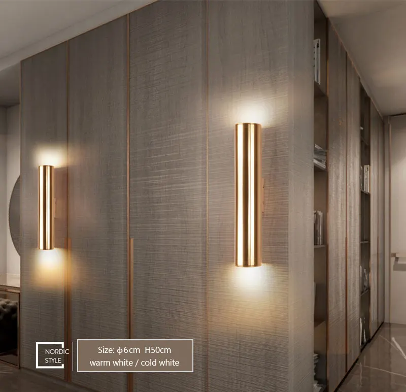 Nordic Art Gold Dining Room Wall Lamp Creative Loft Retro LED Wall Light Bar Hotel Bedroom Corridor Light Free Shipping (7)