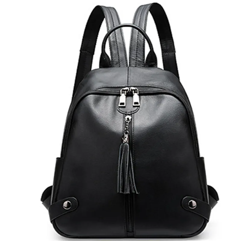 100% Cow leather backpack brand 2018 new fashion Tassel Backpack women ...