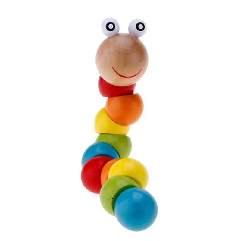 

Colorful Educational Wooden Twisted Caterpillar Shape Toy Fingers Flexible Training Intelligence Educational Kids Puzzle Toy