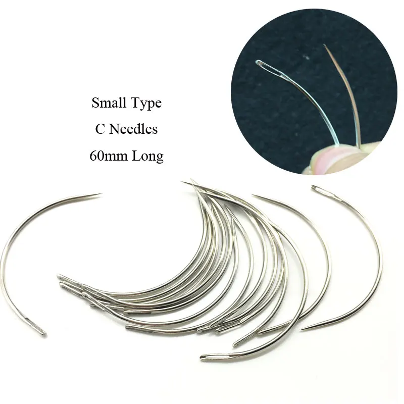 

50Pcs Hair Weaving Needles Small Type 60mm Long Curved Weaving Needles For sewing Hair weft