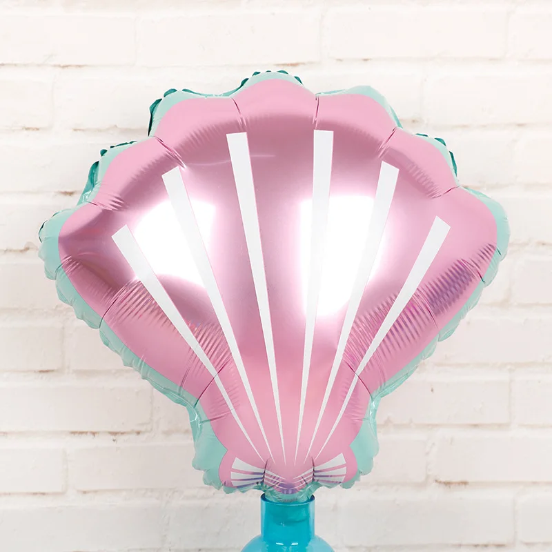 

1pcs New Pink purple baby shower wedding air balloons hawaii shell foil balloons Mermaid birthday party decoration sea Toy June6