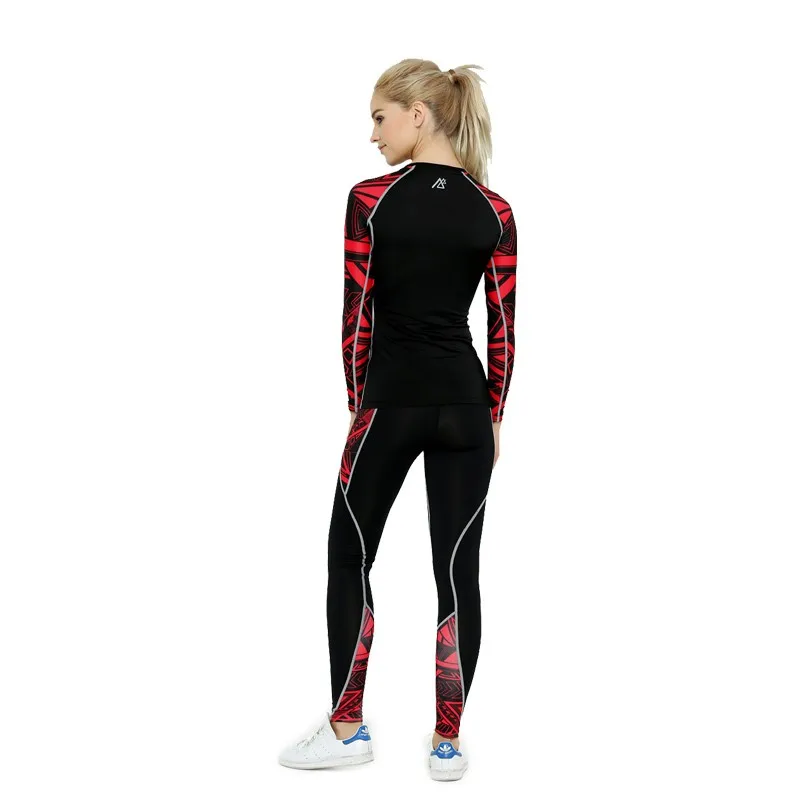 Жизнь на треке женские спортивные комплекты для йоги цифровая печать Беговые спортивные рубашки+ брюки набор Фитнес Спортивные Компрессионные наборы