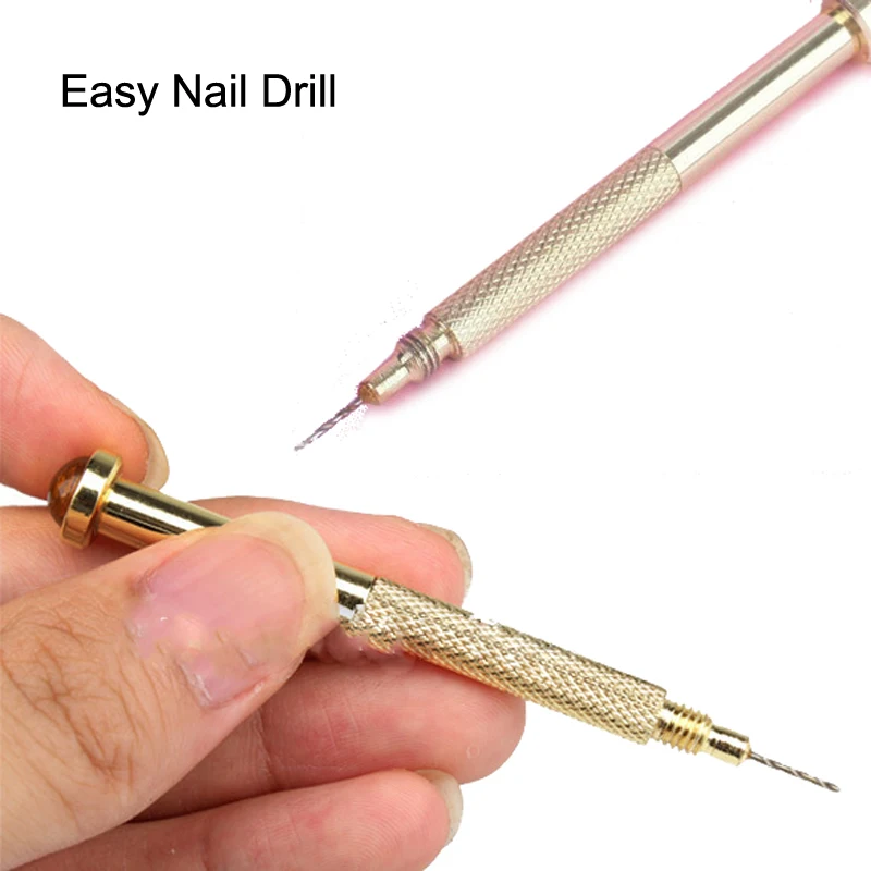 Image Brand New Hand Nail Drills 1pcs lot Stainless Steel Nail Drill Machine Art Salon Manicure Tool Easy Use DIY Nails Art Equipment