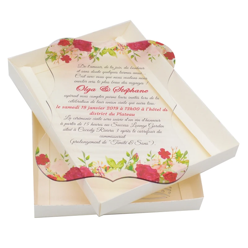 Индивидуальный акриловый пригласительный билет УФ печать или карточка с лазерной обработкой приглашение на свадьбу