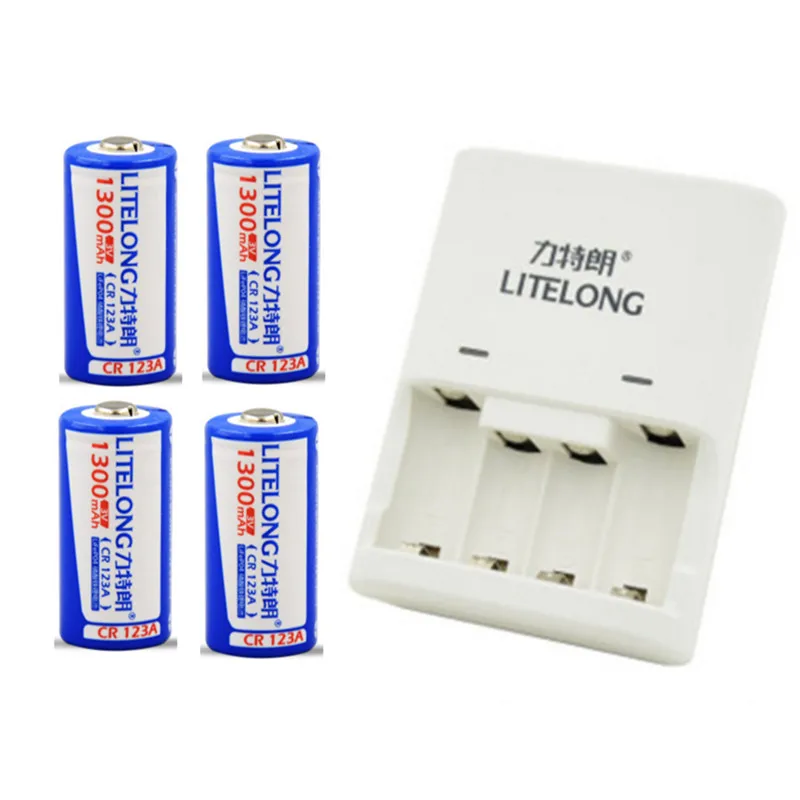 4 pcs CR2 3V 800mAh lithium battery +3V cr2/cr123a Dedicated charger