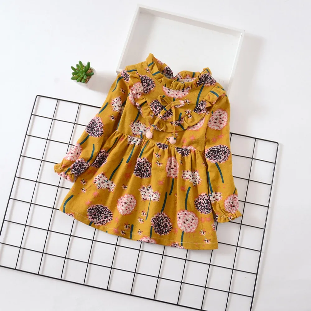 

MUQGEW Toddler Baby Girls Clothes Long Sleeve Floral Princess Print Dress Outfits Vestido roupa infantil Kids Dresses For Girls