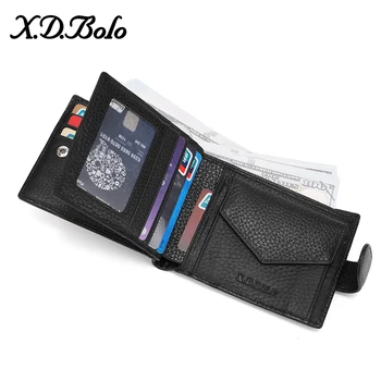 X.D.BOLO 2020 Male Leather Wallet Men's Wallets Card Holder Genuine Leather Purse for Men Wallet with Coin Pocket Money Bag piroyce genuine leather men wallets with coin bag hasp mens wallet male money purses wallets multifunction men wallet