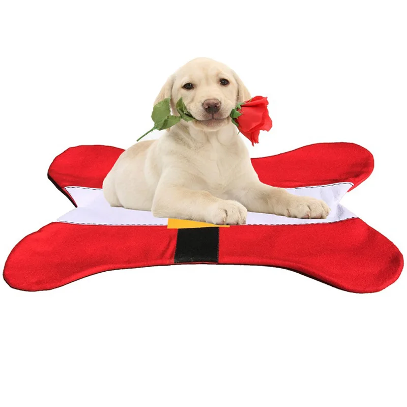 2 pcs / lot Christmas Dog Bed Pads Santa Belt Bone Shape Design Pet