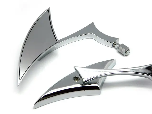 Krator Grim Reaper Chrome Motorcycle Mirrors - Universal Fit With Adapters
