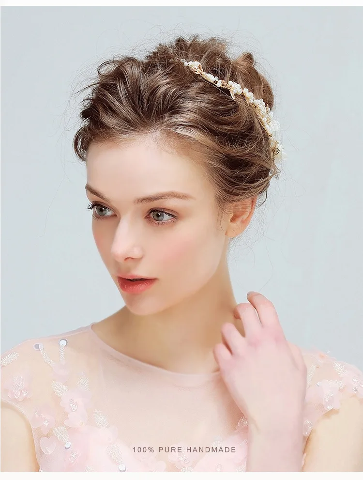 

Leliin Vintage Wedding Bridal Bride Bridesmaid Pearls Cluster Crystal Flexible Hair Vine Headpiece Hair Accessories