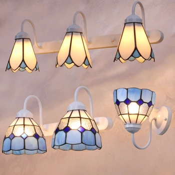 

light wall lamps mirror light Mediterranean American Pastoral simple creative living room cabinet lighting retro makeup DF65