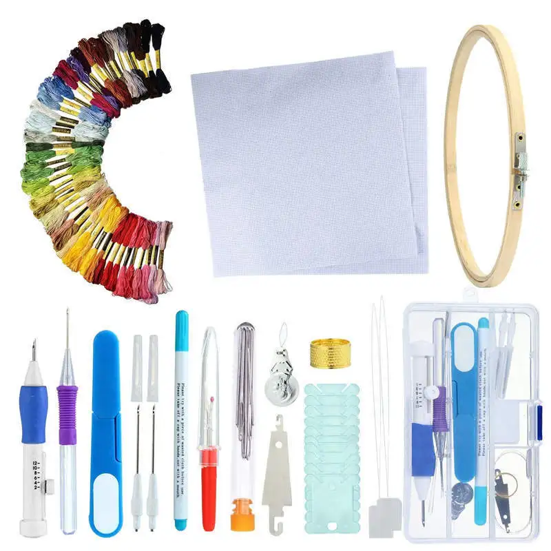

Magic Embroidery Pen Punch Needles Stitching Punch Pen Set Art Craft Knitting Handcraft Tool Kit Threaders DIY Sewing 8 Styles