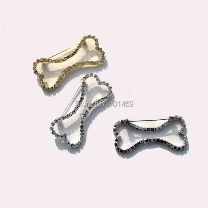 New Rhinestone 2sized Unisex Dog Bone Charm Fashion Bar Pin Brooch Ornament Jewelry Accessories 6pcs lot New free shipping