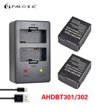 PALO 2Pcs Hero 3 Battery 3 7V AHDBT 301 Hero3 Battery USB Dual Charger For GoPro