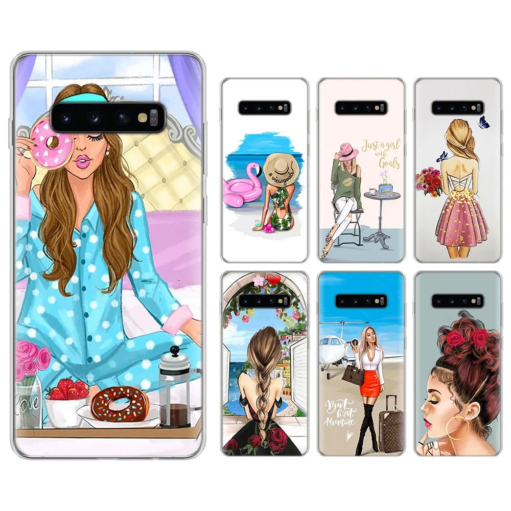 

Classy Paris Girl Summer girls Silicone case for Samsung Galaxy S8 S9 S10 S10 Plus M10 M20 S6 S7 edge TPU Soft Phone cases cover