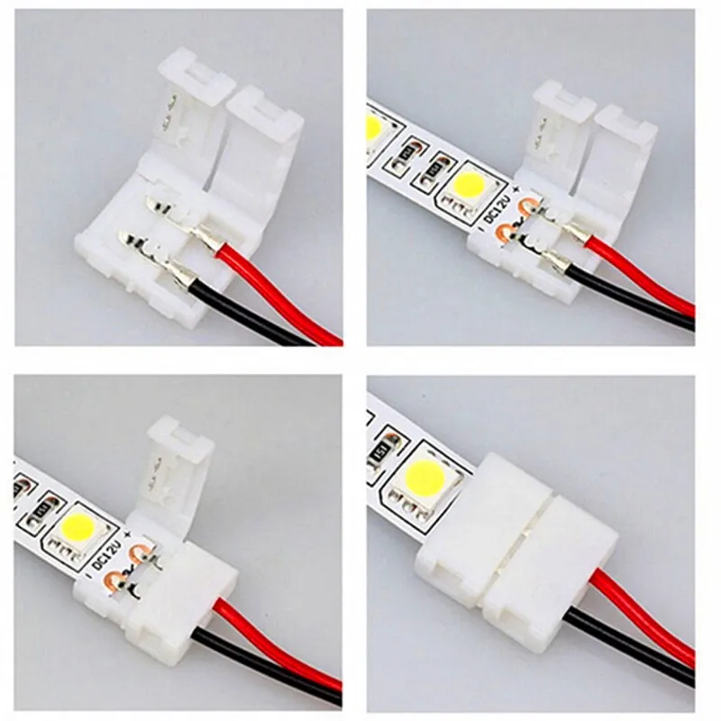 5 шт./лот разъем светодиодной ленты 2pin 10 мм 8 мм два конца один конец с проводом сварочный разъем Нет необходимости пайки