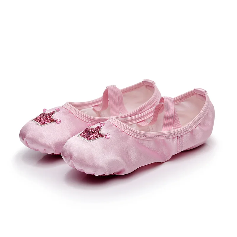 Girls Kids Red Pink Pointe With Crown Embroidery Children Beginner ...