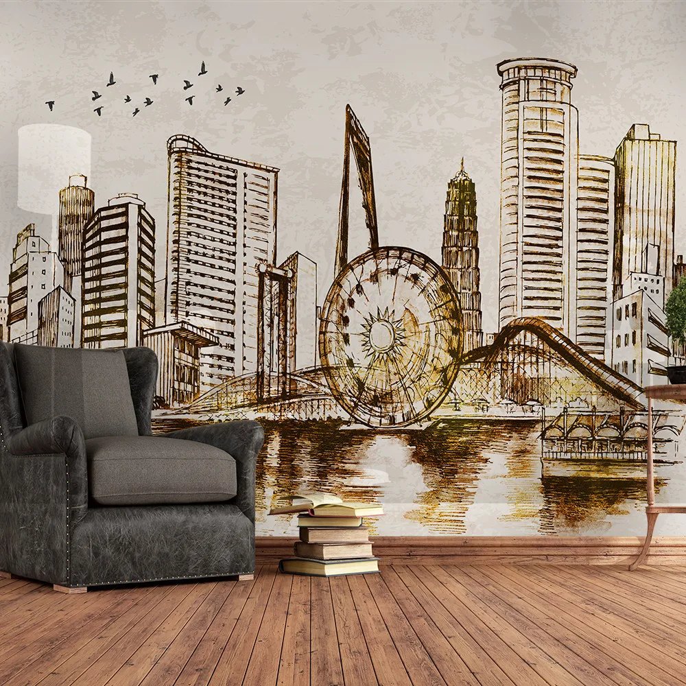 Custom 3d Wallpaper Mural Nordic Modern Abstract City Building Wall Series - High-grade waterproof material wall covering Custom 3d Wallpaper Mural Nordic Modern Abstract City Building Wall Series - High-grade waterproof material wall covering