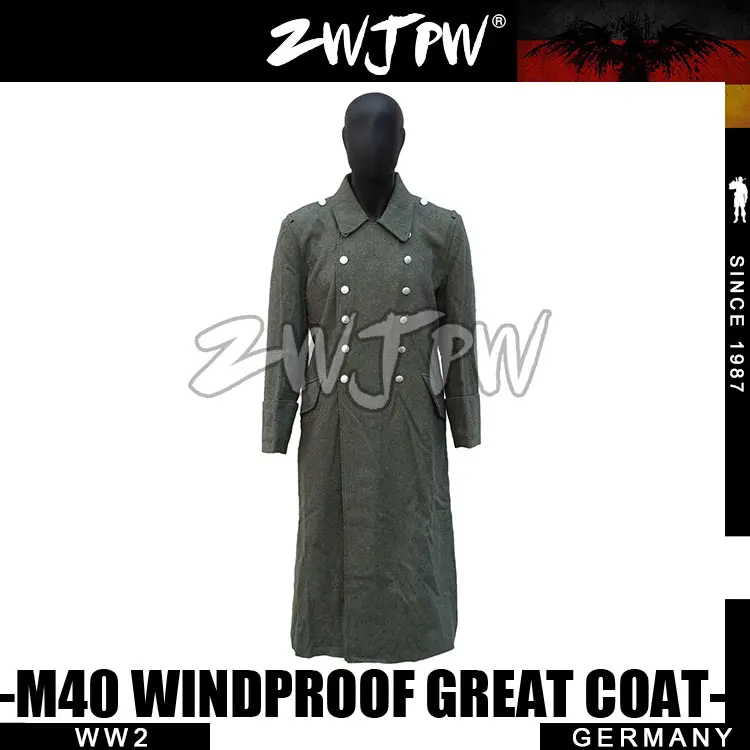 

WWII WW2 GERMAN WH SS M40 GRAY WOOL OUTDOOR WINDROOF GREATCOAT COAT DE/505117