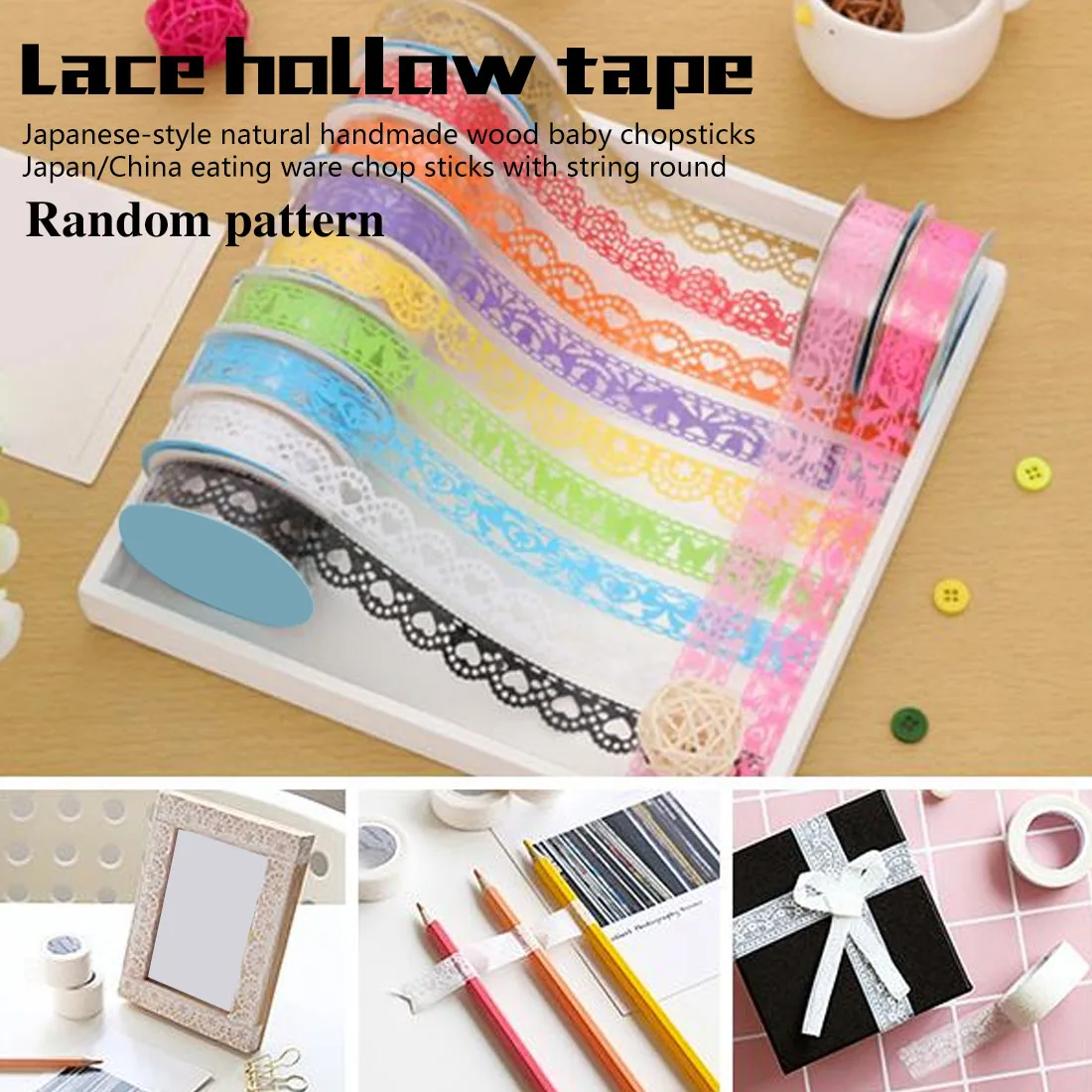 

DIY Masking Paper Tape Sticker Label Designs NEW Flowers/Lace/Letter/Rainbow/Cloud Pattern Decorative Adhesive