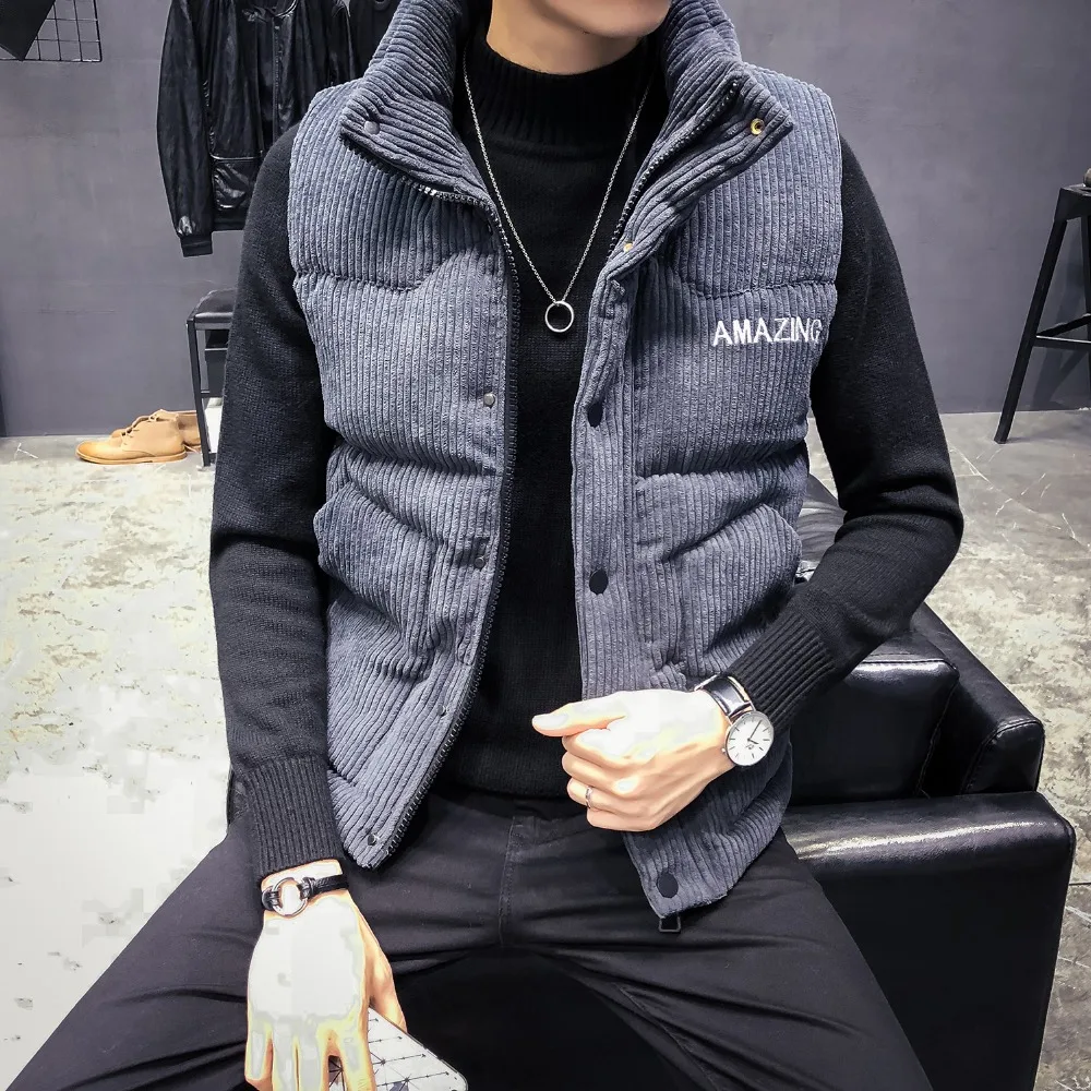 Slim Automne Hiver Version La Côtelé De Veste Hommes 2018 Taille Coréenne D'épaule Velours Coton En Gilet Grande Marée sdCoQBthrx