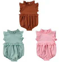 Cute Newborn Baby Girl Ruffle Chiffon Sleeveless Bodysuit Kids Children Baby Summer Clothes Princess Wedding Jumpsuit Bodysuits