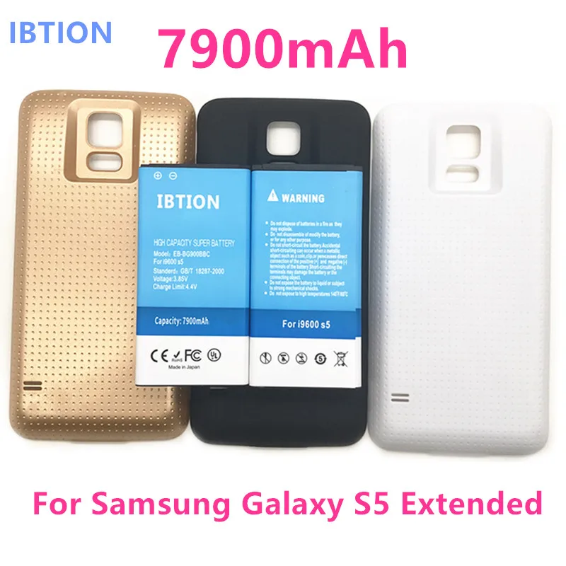 

IBTION 7900mA High Capacity Battery EB-BG900BBC For Samsung GALAXY S5 G900 G900S G900F i9600 Batteries+Free Back Cover