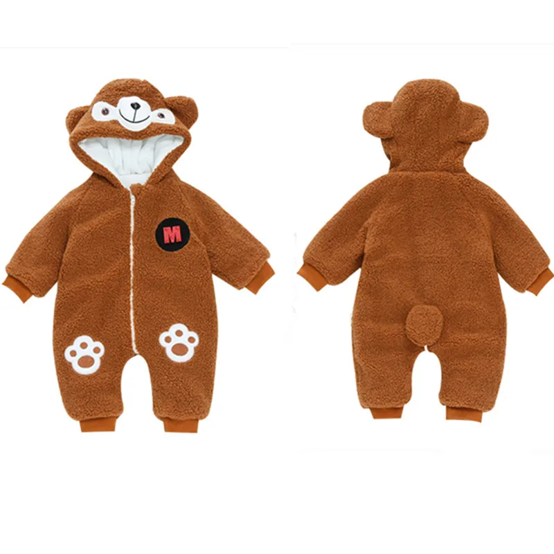 

Baby Rompers Newborn Girl Zip Long Sleeve Cotton Winter Outerwear Baby Boy Clothes Thick Cute Bear New Born Infant Jumpsuit