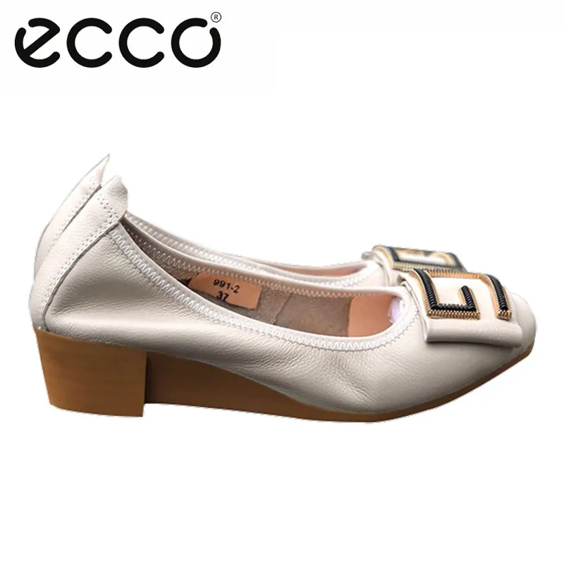 

Ecco 2019 Summer Genuine Leather Fashion Office Lady Loafers Slip On Breathable Ballet Shoes Women Driving Shoes