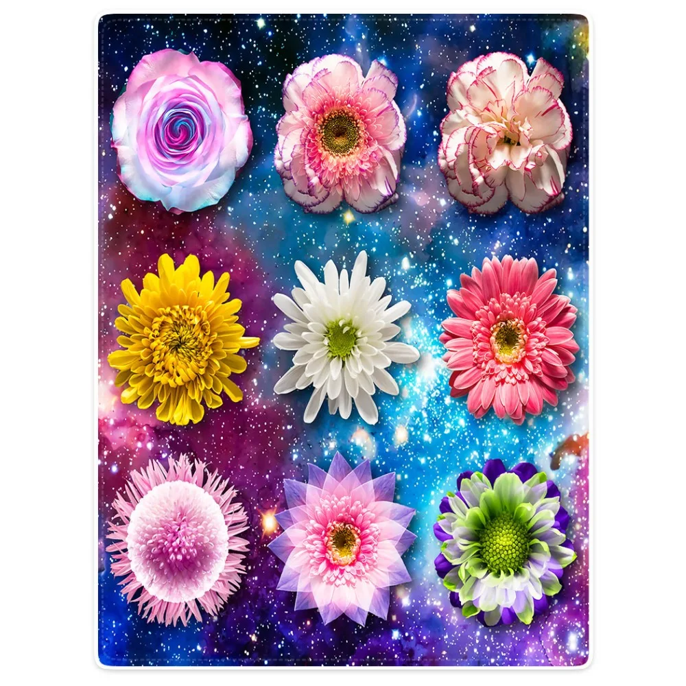 

HommomH Blanket Throw Comfort Warm Soft Plush Throw For Sofa Colorful Flowers Daisy Galaxy