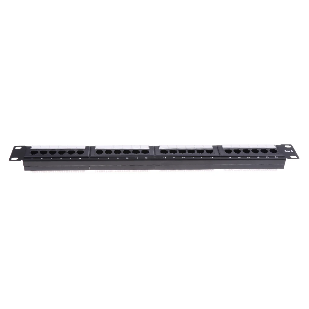 24 Port Cat6 19''/1U Unshielded Rackmount Ethernet Network Patch Panel 