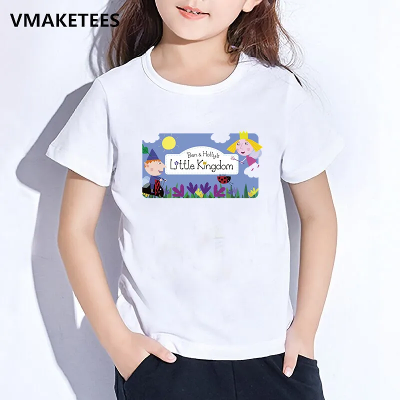 Детская летняя футболка с короткими рукавами для мальчиков и девочек детская футболка с принтом «Бен и Холли» забавная одежда для малышей HKP5038 - Цвет: HKP5038C