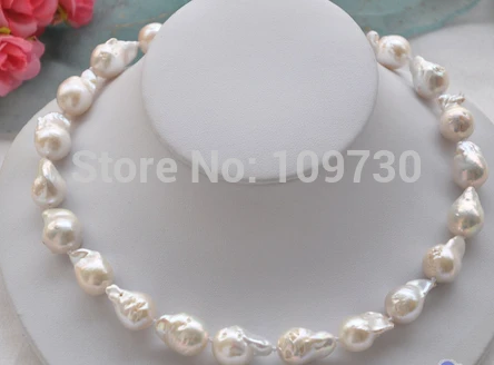 

Jewelr 004055 Lustre 17" 20mm WHITE DRIP BAROQUE KESHI REBORN PEARL NECKLACE