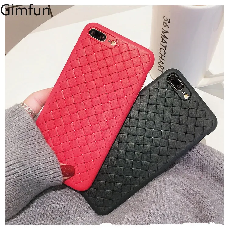 

Gimfun Luxury Weaving Pattern Case for IPhone X XS XSMAX XR 6 7 8 Plus Cases Ultra Thin Soft Silicone Case Cover Matte Funda