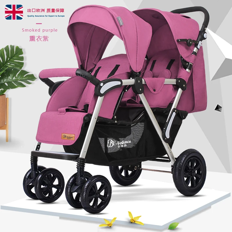

Twin baby strollers lightly reclining foldable second child double stroller front and rear seat