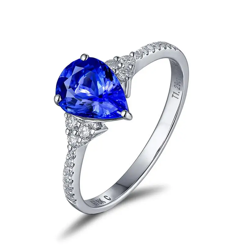

1.29 Carat 925 Sterling silver Natural Tanzanite Ring Natural synthetic Diamant Ring 18k Gold Female Engagement Ring (CM)