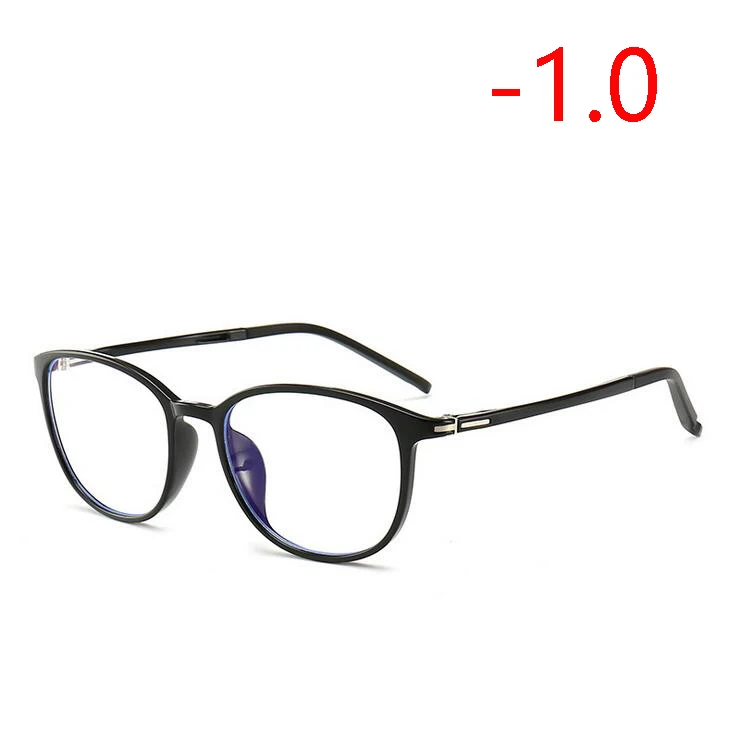 1,56 асферические линзы овальные очки для близорукости с градусом Ретро ультра-светильник TR90 студенческие очки для близорукости 0~-4,0 - Цвет оправы: Myopia 100
