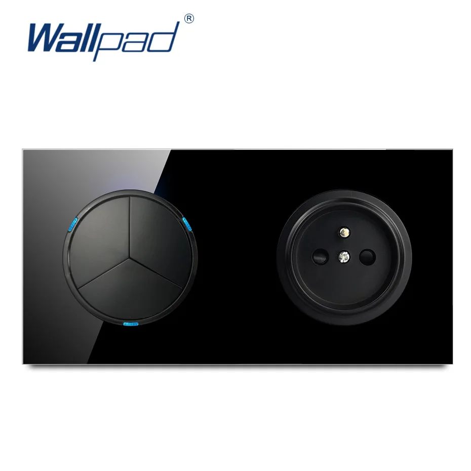 Wallpad L6 черное стекло 3 Gang 1 Way 2 настенный выключатель со случайным нажатием с