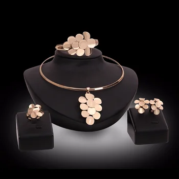 

Liffly Bridesmaid Jewelry Set Fashion Wedding Necklace Bracelet Earrings Ring Dubai Jewelry Sets 4 Piece Jewelry Set Gift