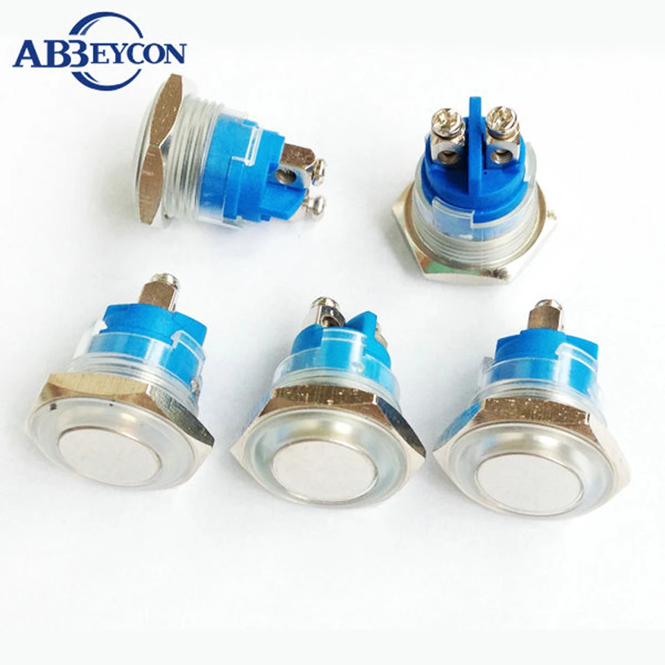 

1Pc/Lot 16Mm Flat Head Momentary 5 Color Screw Terminal Waterproof Push Button Switch Plastic Housing Machine Electrical Switch