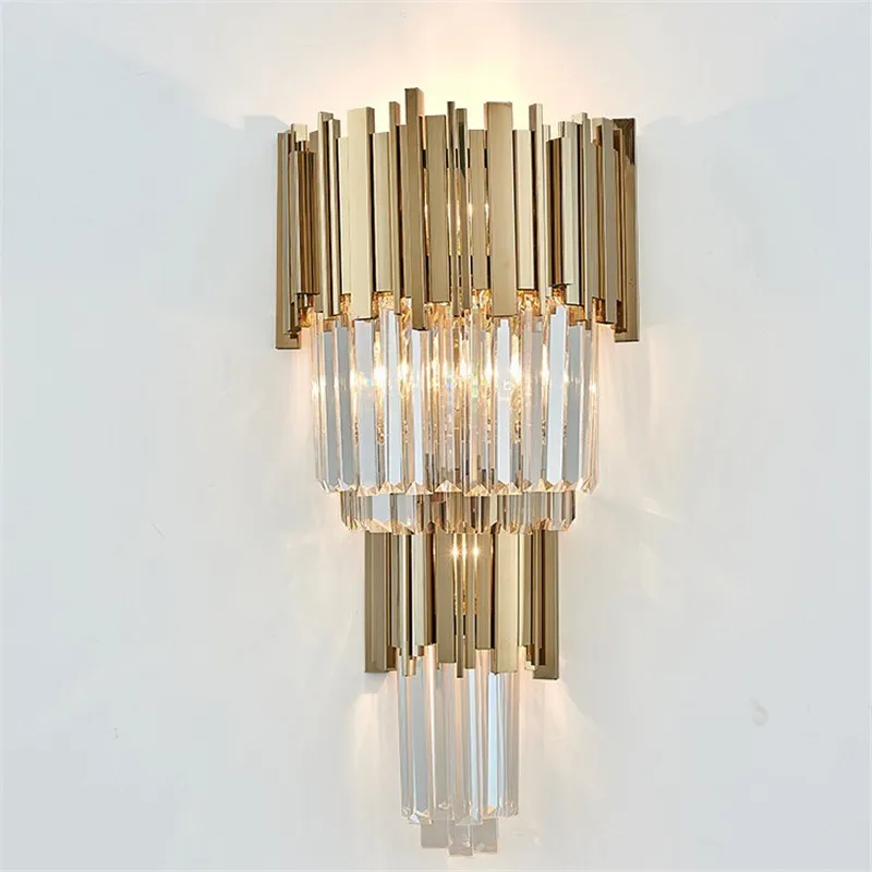 Modern luxury European Gold Crystal Sconce LED Wall Lamp decoration for