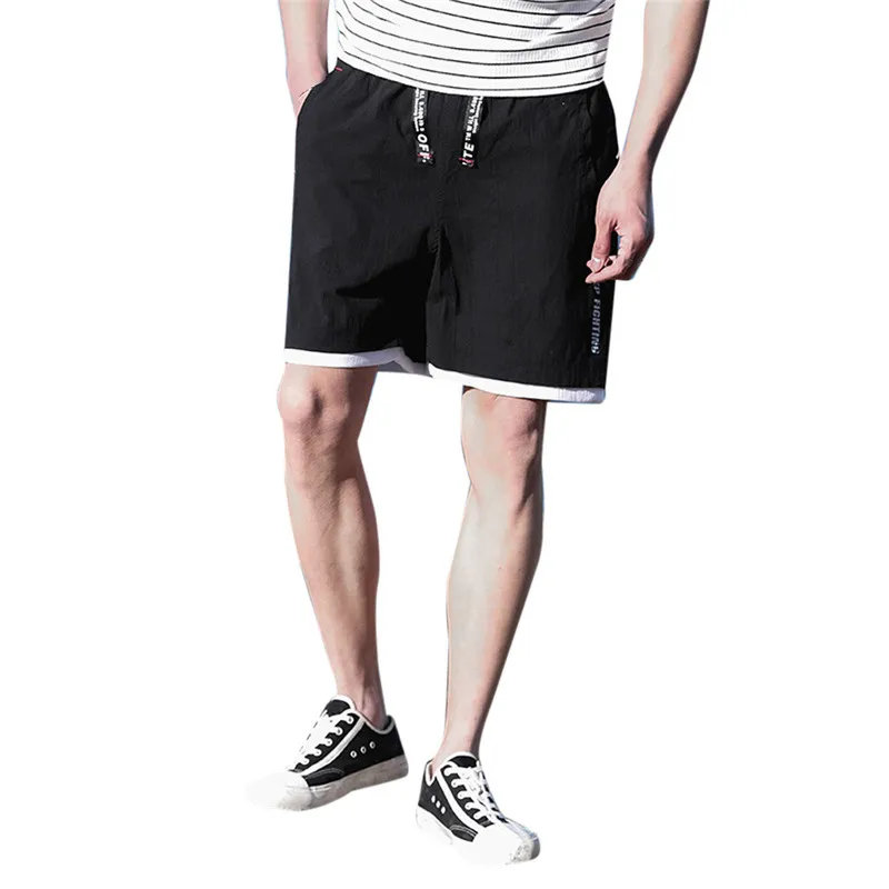 Модные мужские брюки новые летние повседневные льняные свободные пояса на шнурке пеньковые пляжные короткие брюки с эластичной талией z0220