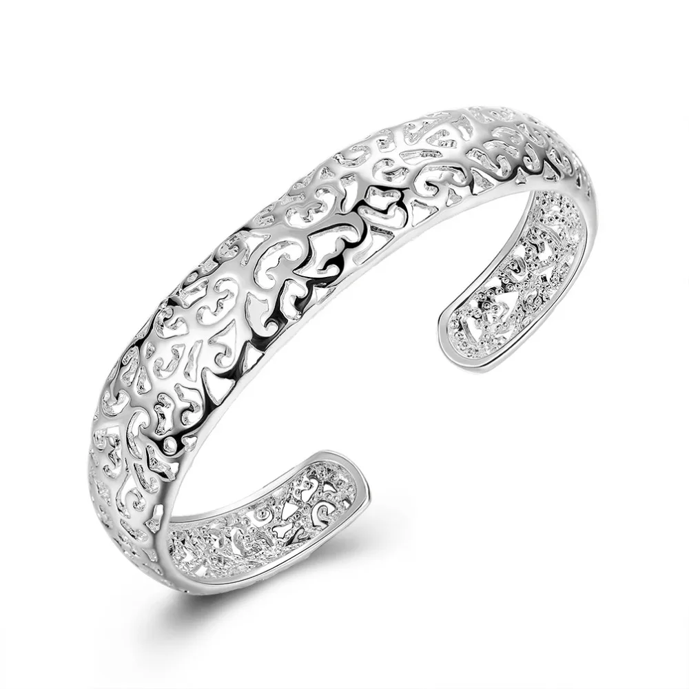 2018 New 925 Silver Lucky Women Open Cuff Bangle & Bracelet Luxury