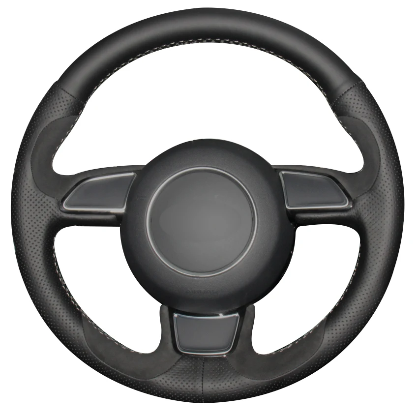 Черная натуральная кожа черная замша искусственная для Audi A1 A3 A5 A7|car steering wheel