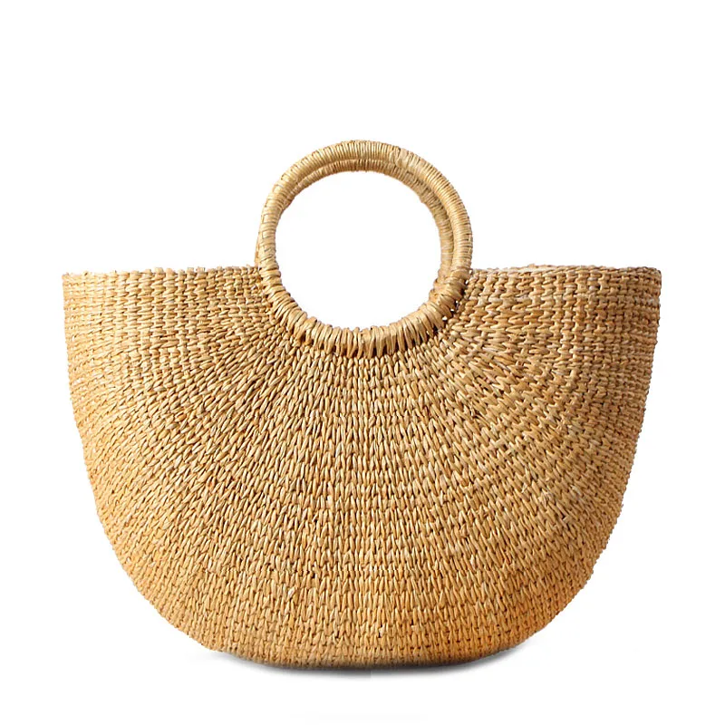 

2017 Moon shape Straw Bag Summer Beach Handbag Women Causal Shopping Travel Bag Large capacity Woven Shoulder Bags Pouches Bolsa