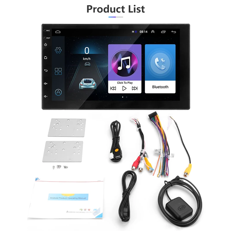 Android 8,1 2 Din 7 pulgadas HD pantalla táctil coche radio reproductor de vídeo Multimedia 4 núcleos Universal auto estéreo GPS mapa de enlace espejo