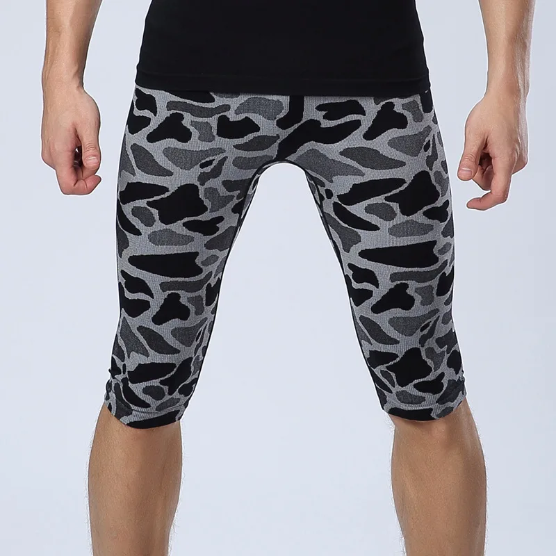 Мода летние эластичные камуфляжные леопардовые колготки обтягивающие компрессионные Быстросохнущий шорты для мужчин