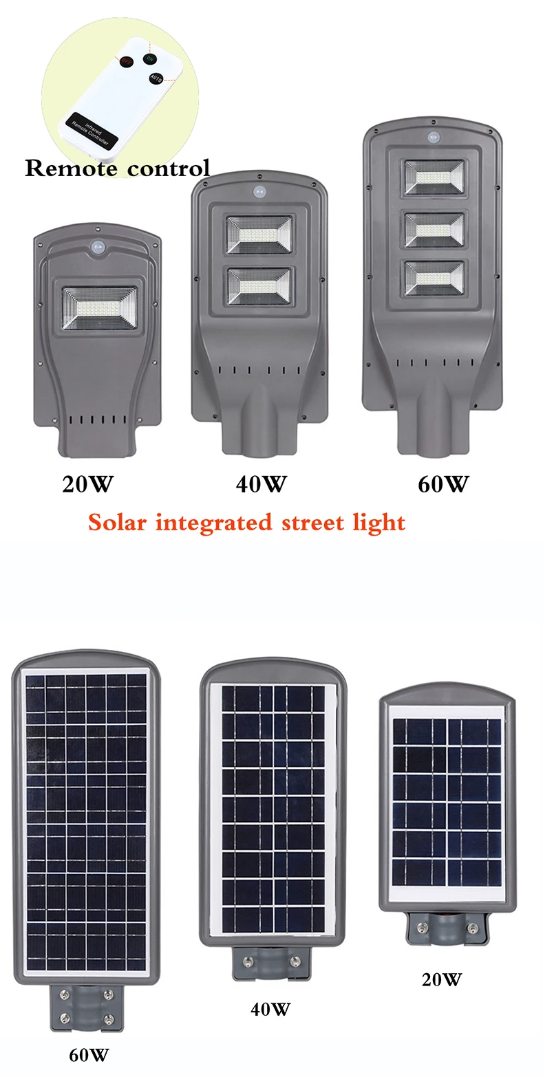 Новый солнечный уличный свет интегрированное Наружное освещение 20 Вт 40 Вт 60 Вт светодиодный солнечный умная лампа с палочным рычагом